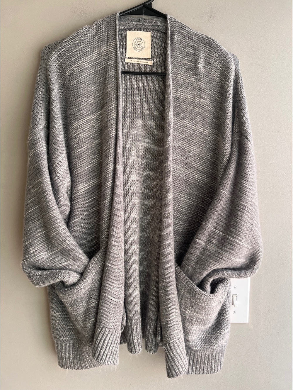 Urban Outfitters Heather Gray Open Front Slouchy Knit Cardigan Sweater